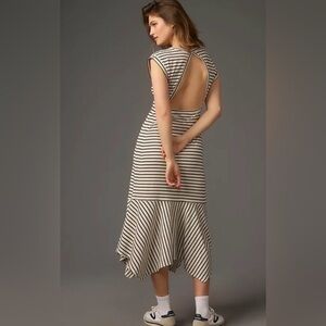 Daily Practice  Anthropologie Highline knit maxi dress black white stripe M